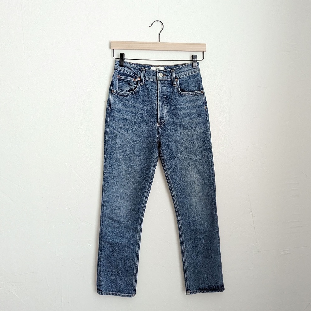 NWT Agolde Riley High Rise Straight Crop Jean in Transfer